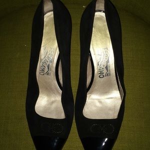 Suede and patent heels by Ferragamo